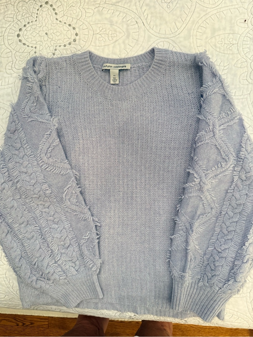 Autumn Cashmere Lavender Cable-Detail Crewneck Sweater